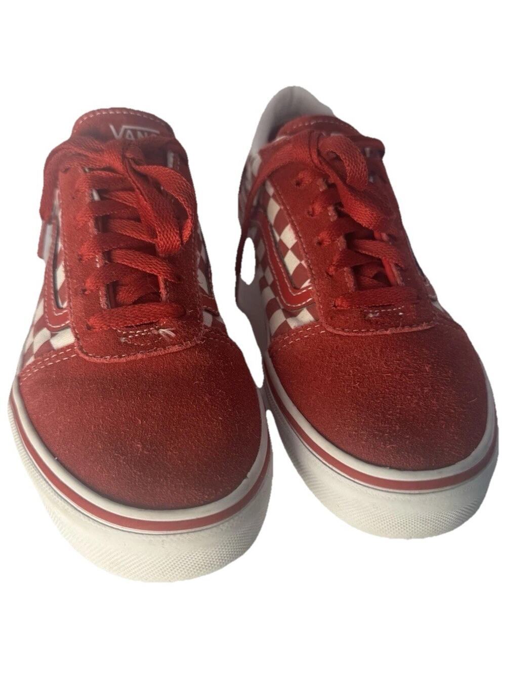 Vans Old Skool Checkerboard Red White Youth Size 5 Skate Sneakers Shoes